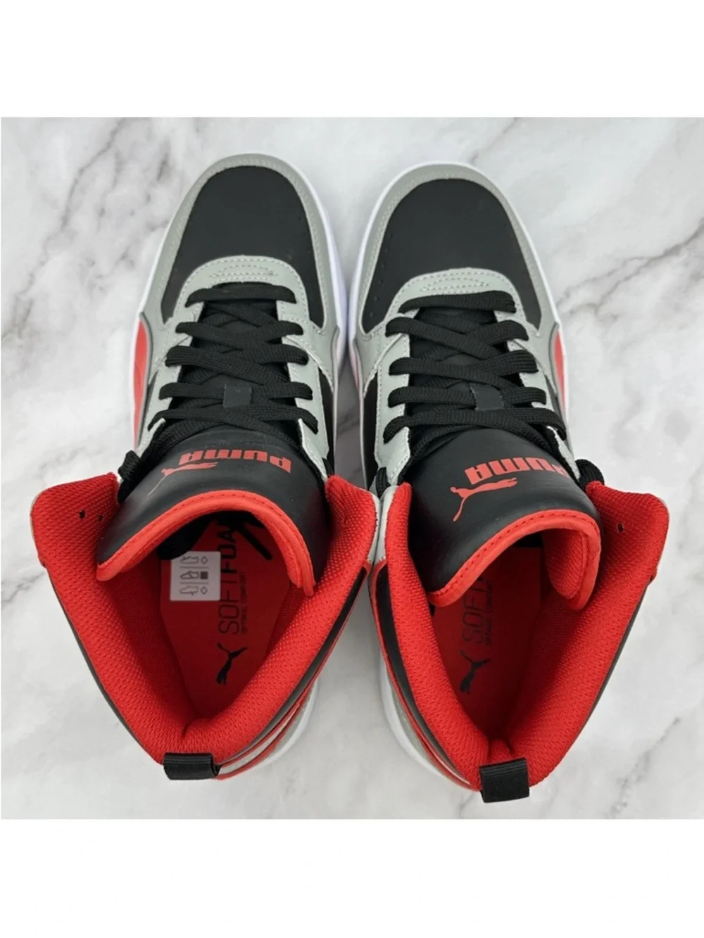 NWOB Puma Mid Top Shoes Mens Size 10 Gray Red Black Athletic Sneakers 407604-01